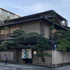 Ryokan exterior. Location is very convenient, across from the main market and near the castle and parks.