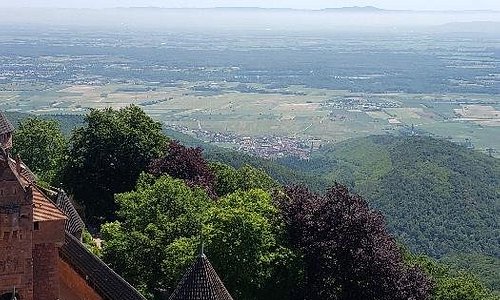 Our view from Haut-Koenigsbourg castle. You can see the beautiful forest you ride through.