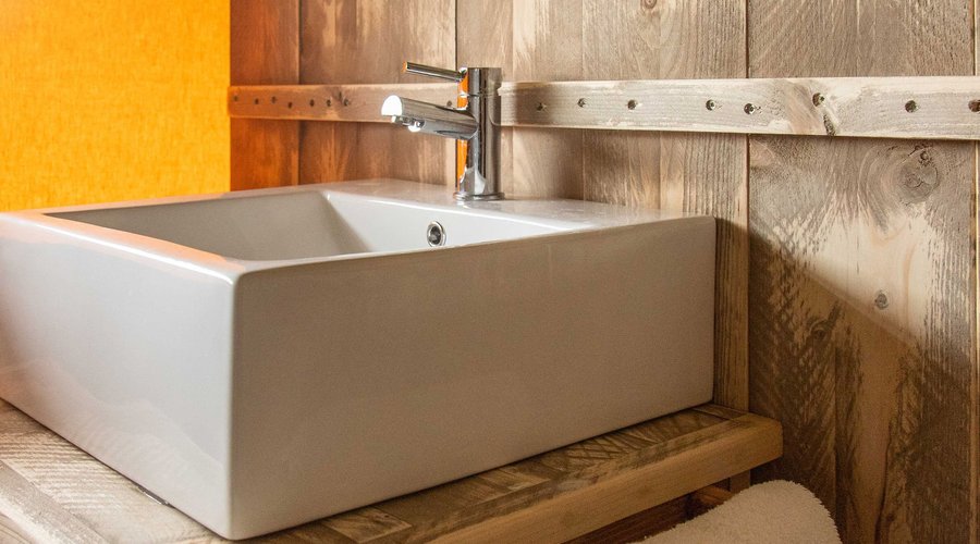 Luxurious sinks in every glamping tent 
