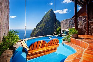 Ladera Resort in St. Lucia, image may contain: Villa, Hotel, Resort, Summer
