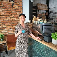 Thilde from The Blonde Beans in the newly renovated cafe.