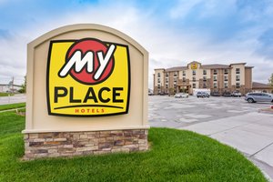 My Place Hotel-Council Bluffs/Omaha East, IA in Council Bluffs, image may contain: Hotel, Neighborhood, Path, Logo