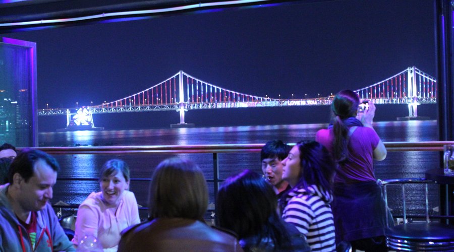HQ has one of the best views of the Gwangan Bridge on the beach.