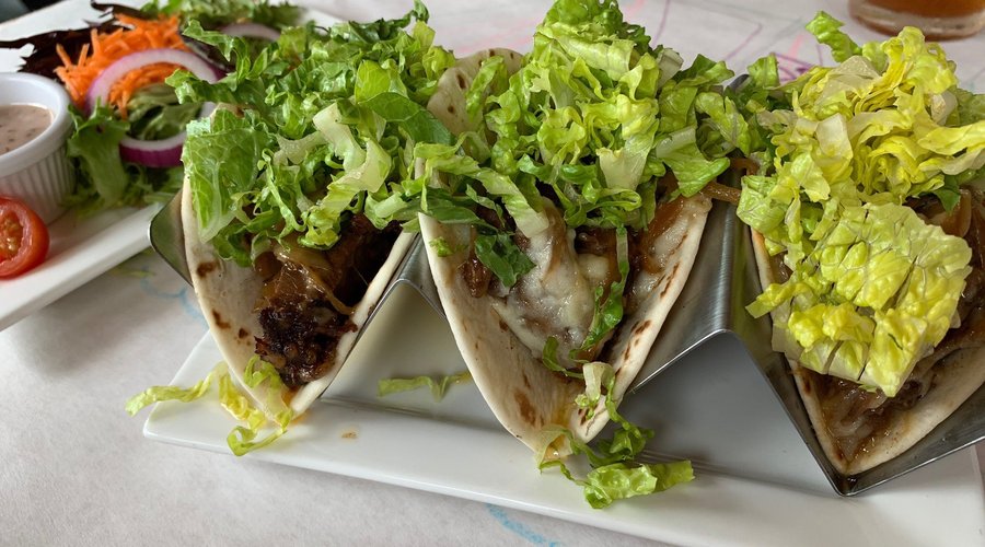 Tasty fish and short rib tacos...YUM!