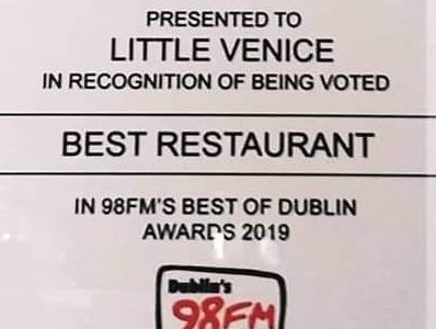 Delighted to have won the Best Restaurant Award in 98fm's Best of Dublin Awards 2019.  To say we're delighted is an understatement.