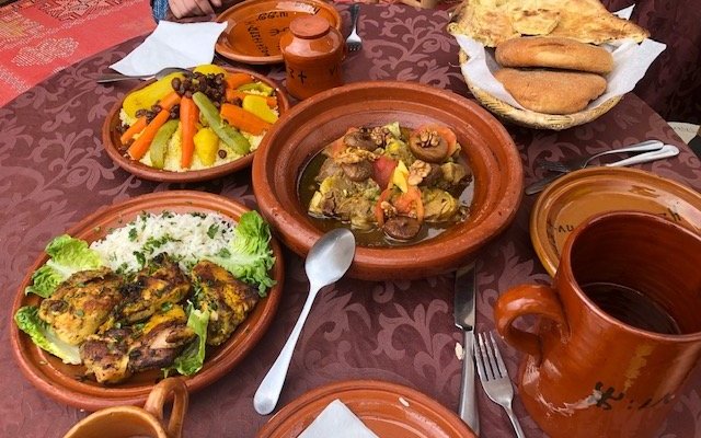 Delicious lunch served on the terrace. 