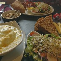 Cauliflower & Brocolli Cheese and a Tuscan Veg Tart with Salad and Bread & Butter