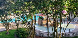 View of Mill Pond Pool & Splash Park from our 3rd floor room.