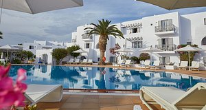 Galaxy Hotel in Naxos, image may contain: Villa, Hotel, Resort, Pool