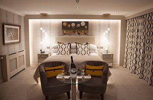 The Lodge Hotel in Coleraine, image may contain: Home Decor, Furniture, Interior Design, Bed