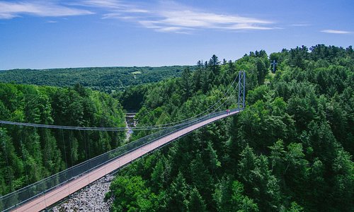 Le plus long pont suspendu pour piétons en Amérique du Nord. Suivez le sentier de la Gorge pour y accéder.