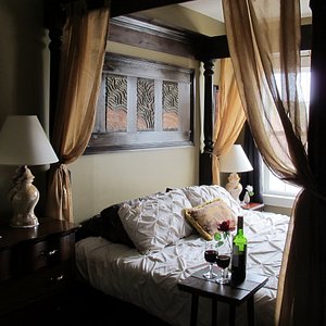 Safari Suite, with a king size bed and small kitchenette is one of our more romantic rooms.