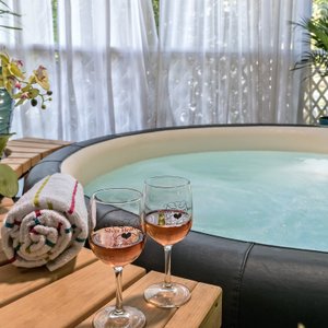 Open air spa tub