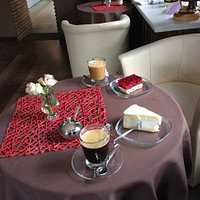 Coffee and cake at he inside seating