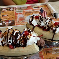 A pair of banana splits