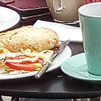 Veggie paste (delicious!) and a large cup of tea.