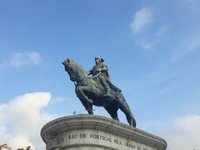 Europe, Portugal, Lisbon, Baixa, Rossio, Figueira Square, Dom Joao I statue  - SuperStock