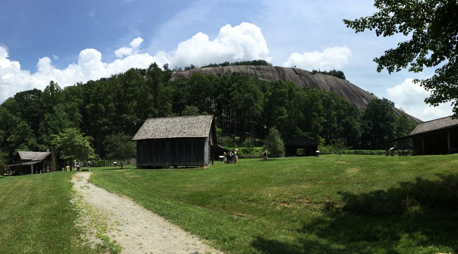 Stone Mountain from Hutchinson Homestead's springhouse trail.