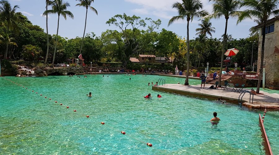 A pool and a guarded place for children