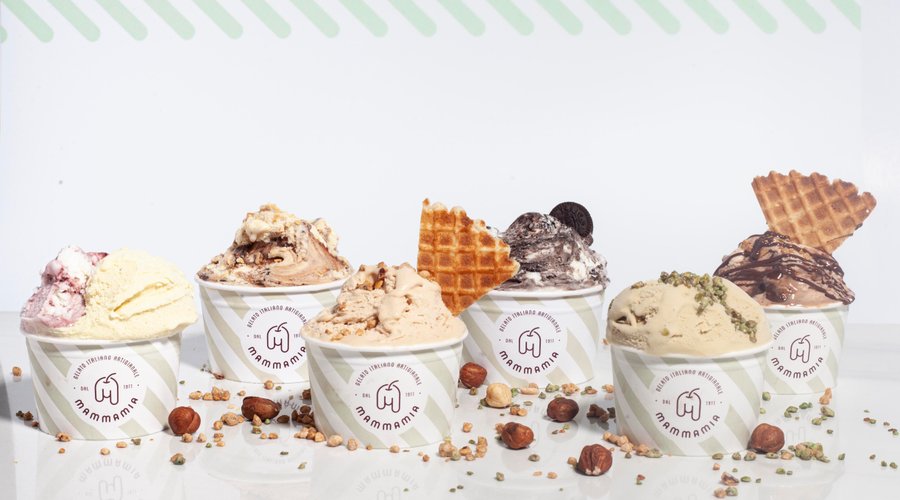 24 sabores de gelato sempre disponíveis