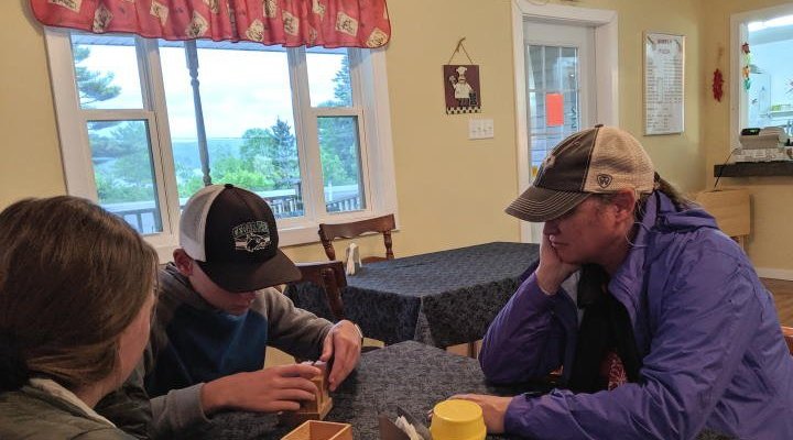Small inside, only 3-4 tables.  He never did solve the table puzzle...