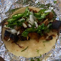 Pork carnitas taco.