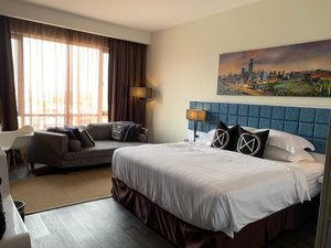 M Roof Hotel & Residences in Ipoh, image may contain: Furniture, Bedroom, Bed, Home Decor