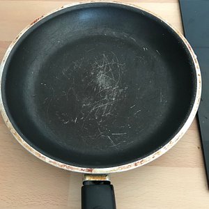 Frying pans were old and broken.  Kitchen lacked a basic cutting knife.  
