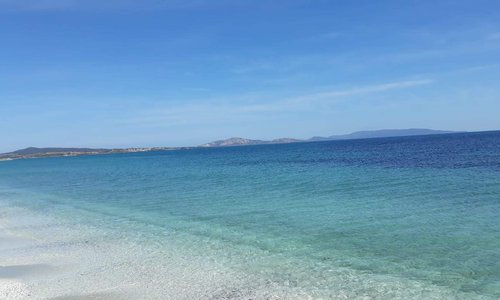 LA BELLISSIMA E SEMIDESERTA SPIAGGIA DI PAZZONA, E SULLO SFONDO L'ISOLA PARCO NAZIONALE DELL'ASINARA--STINTINO-SARDEGNA- FOTO MAURO PORTO TORRES-LUGLIO 2019