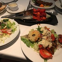 Chicken shashlik with extra salad