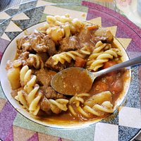 Homemade Hungarian goulash.