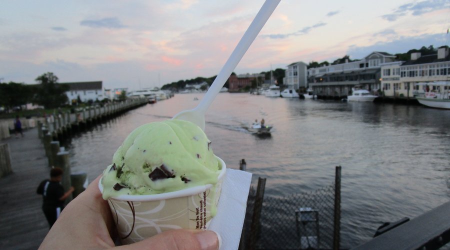 Sit by the water and enjoy your delicious ice cream from Mystic Ice Cream and Sweet Shop.