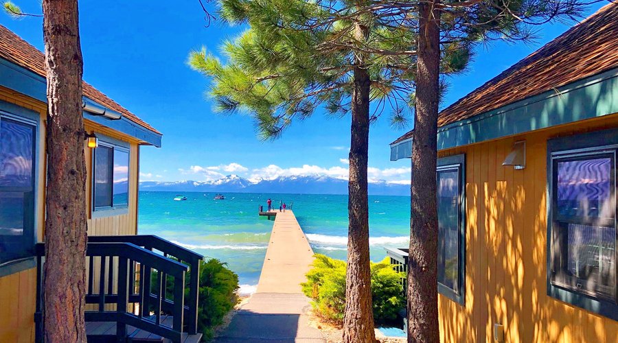 Private pier & beach located right on on Lake Tahoe in Tahoe Vista, CA. Our cabins are cozy, with all of the amenities of home and unparalleled access to Lake Tahoe. Lakeside and lakefront cabins are located on the same side of the road as Lake Tahoe, and the forest-side cabins are just across the street.
