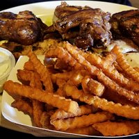 BBQ chicken with sweet potato fries