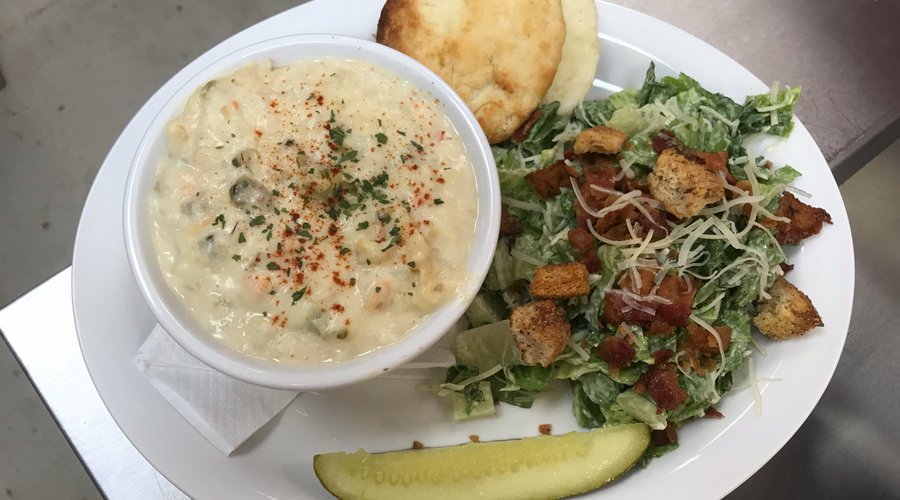 House made sea-food chowder and side