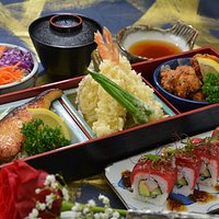 COMBINATION BENTO - your choice of 3 or 4 'entrees' with rice, soup, salad.