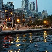 View of Toronto skyline from outside Guirei restaurant