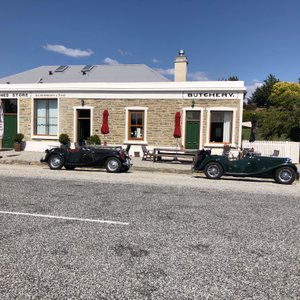 Front of Pitches Store: tourists stopped for lunch cars attracted lots of attention  