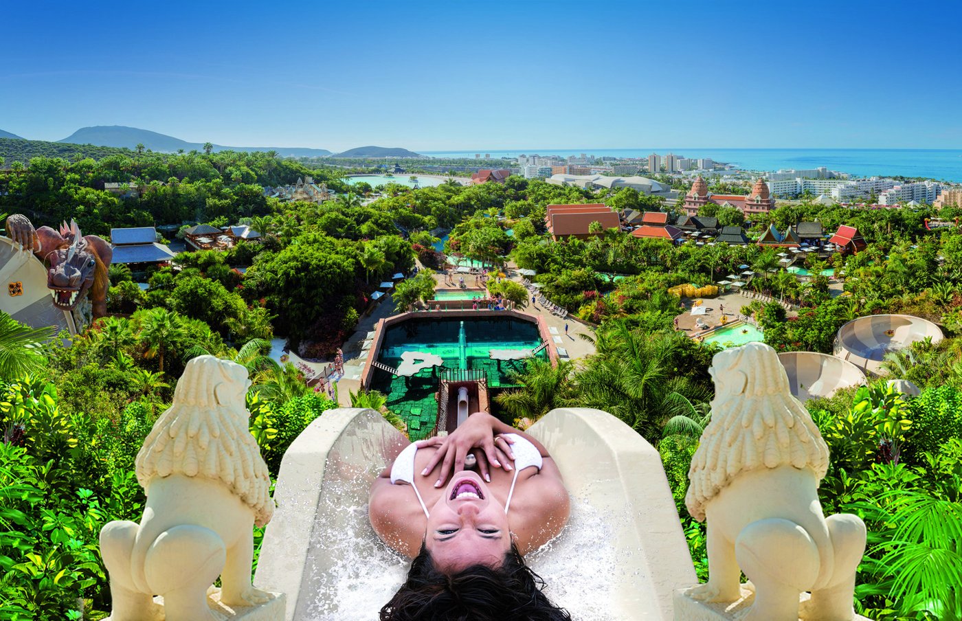 Women at the top of Water Slide