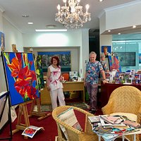 Sylvia Ditchburn Fine Art Gallery showing interior with Sylvia and Ken