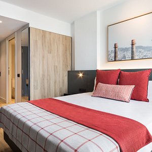 Hotel Acta Voraport in Barcelona, image may contain: Interior Design, Cushion, Home Decor, Bed