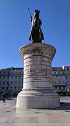 Europe, Portugal, Lisbon, Baixa, Rossio, Figueira Square, Dom Joao I statue  - SuperStock
