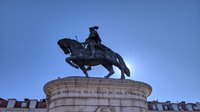 Europe, Portugal, Lisbon, Baixa, Rossio, Figueira Square, Dom Joao I statue  - SuperStock