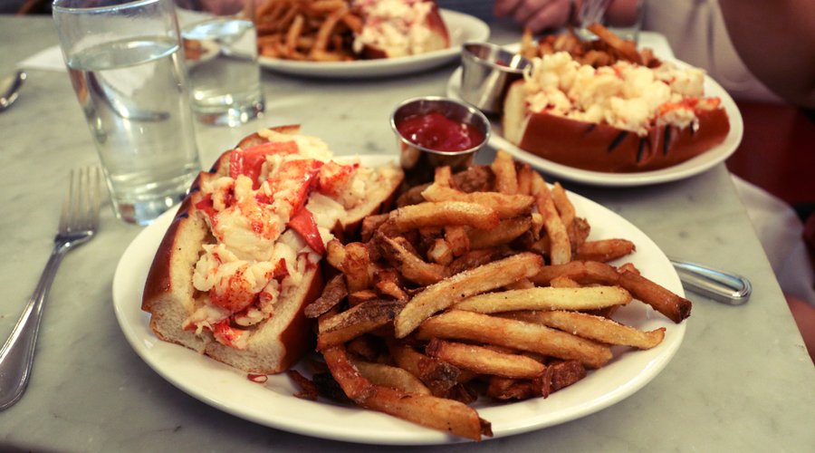 Lobster roll and fries