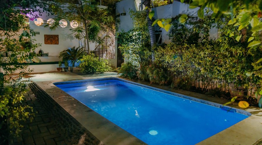 Our plunge pool at twilight...
