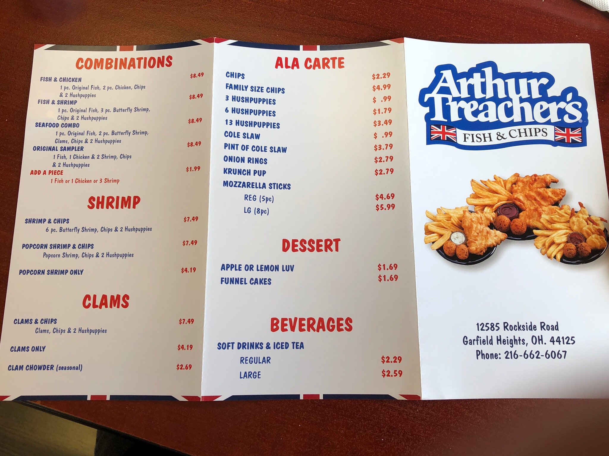 Arthur treacher's menu hotsell