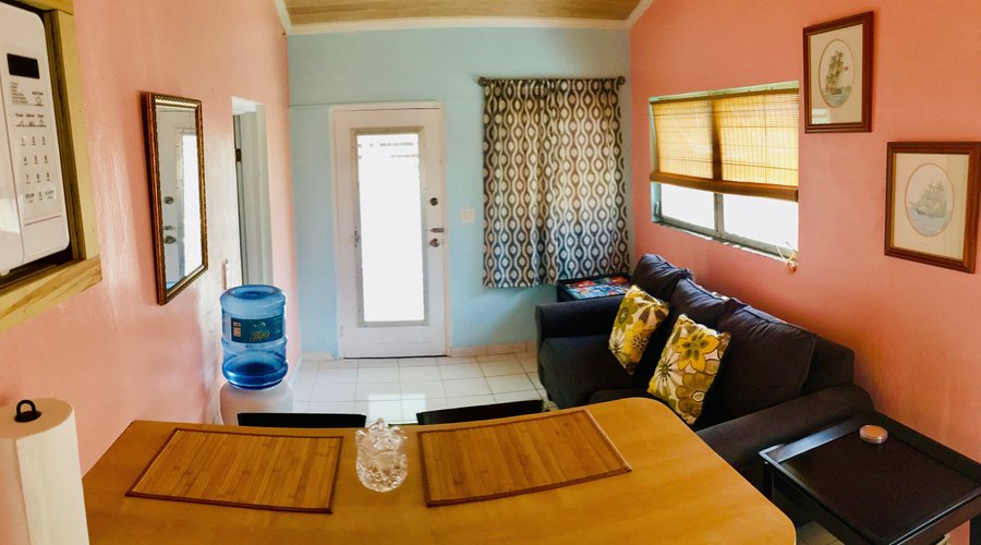 Kitchen to living room room to kitchen