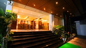 Le Lotus Grand in Varanasi, image may contain: Hotel, Resort, Lighting, Staircase