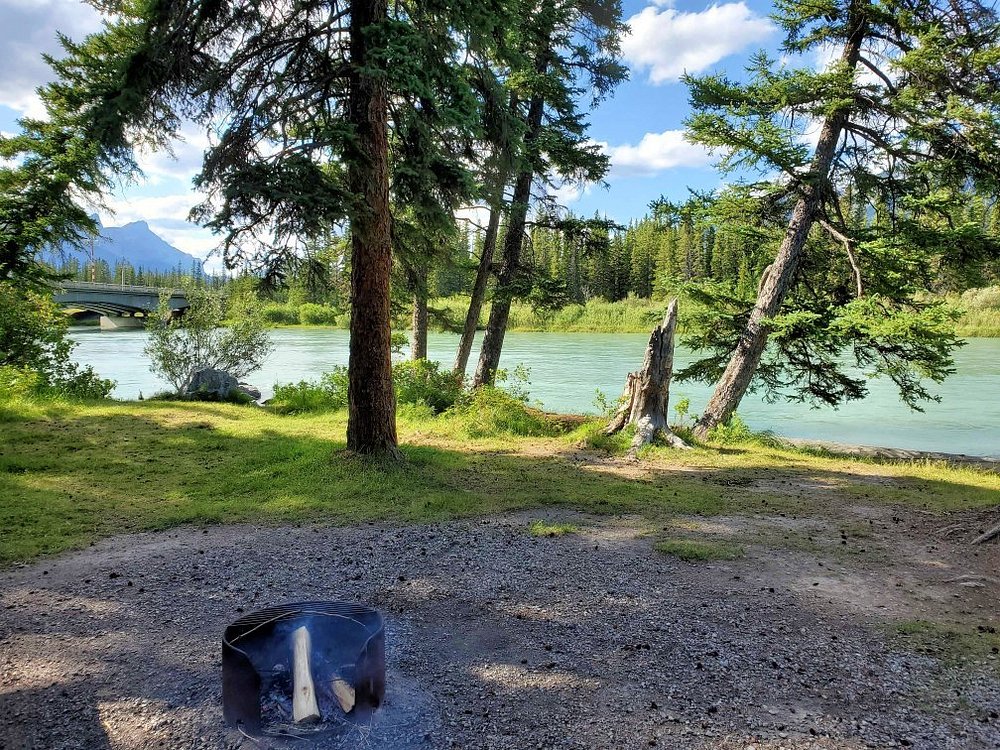 Fly fishing from our riverfront site - Picture of Bow River Campground,  Canmore - Tripadvisor