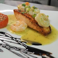salmon and prawns